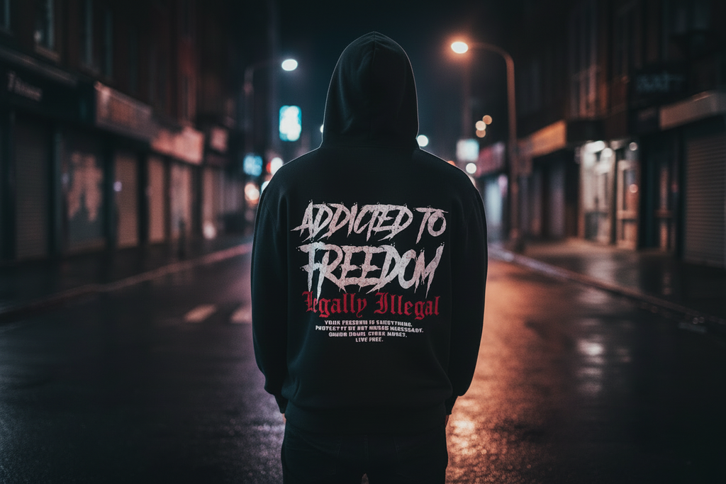 Addicted to Freedom Heavyweight Pullover Hoodie - Back Design